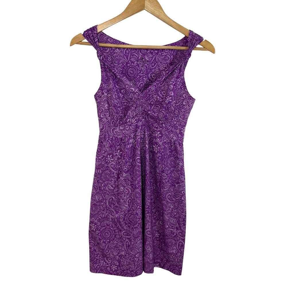Athleta Purple Paisley Athletic Dress S Sleeveless Stretch Boho Athleisure